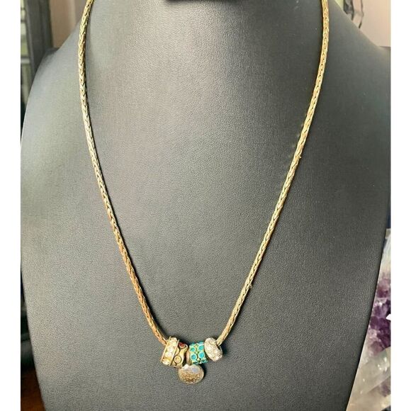 Vintage woven rope Charms Necklace, in Silver, Marked - Picture 2 of 3